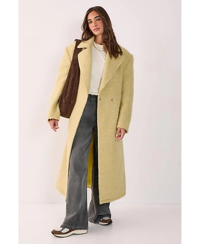 Nasty Gal Women's Double Breasted Brushed Herringbone Coat