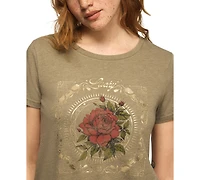 Lucky Brand Women's Floral Rose Crewneck Graphic T-Shirt