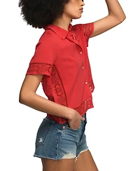 Lucky Brand Women's Cutwork Camp Collar Shirt