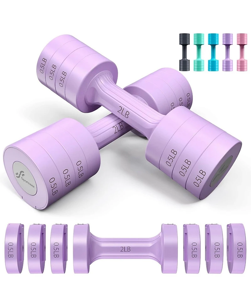 Sportneer Adjustable Dumbbells Hand Weights 5 lb Each Pair with 2 3 4 5 lb Plates Fast Adjust 4 in 1 for Home Gym Exercise Training