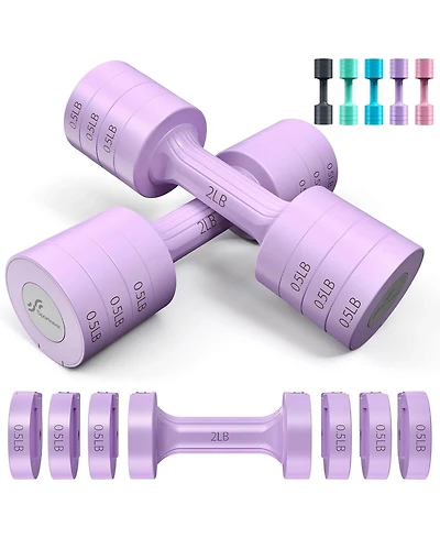 Sportneer Adjustable Dumbbells Hand Weights 5 lb Each Pair with 2 3 4 5 lb Plates Fast Adjust 4 in 1 for Home Gym Exercise Training