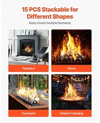 Sugift Ceramic Fire Pebble Stones 1-2 in 48 Pcs Lava Rocks for Fire Pit Use