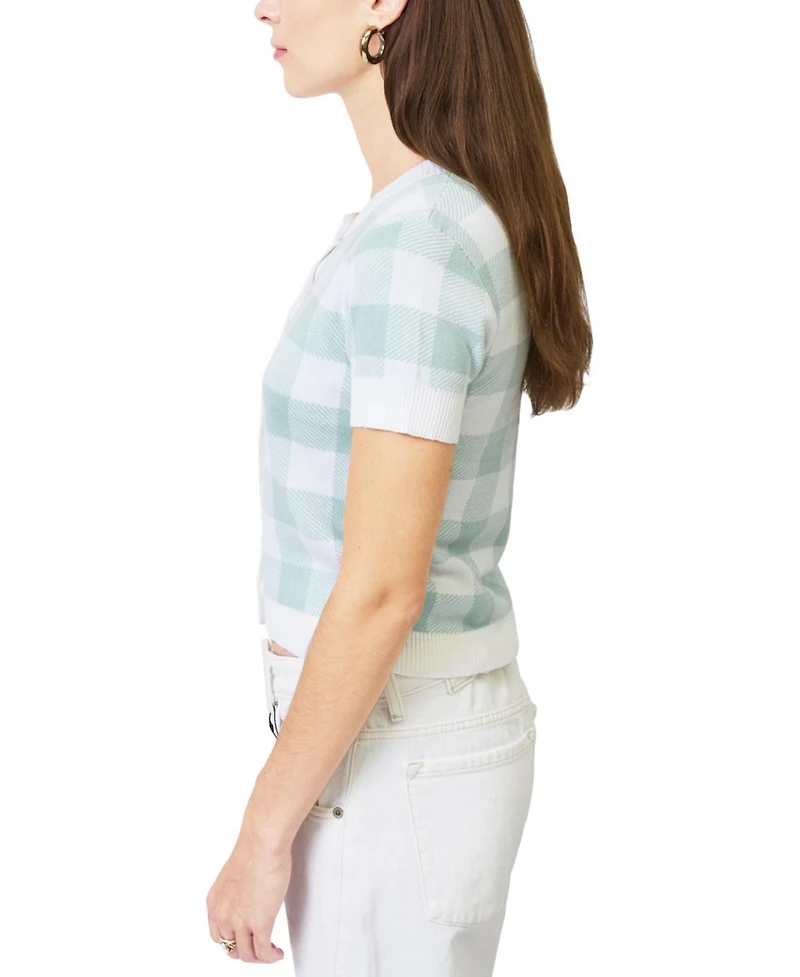 Central Park West Women's Laurel Gingham Jaquard Cardigan