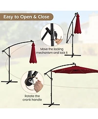 Sugift 10 ft Offset Patio Umbrella with Solar Led Lighting