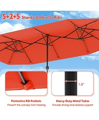 Sugift Large Patio Umbrella with Solar Led Lights and Crank