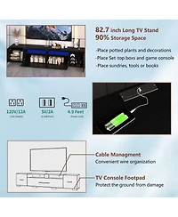 Rainsken App Control Led Tv Stand Tv, Modern Entertainment Center with Remote, Storage Cabinets, 31 Modes Changing Lights for Living Room