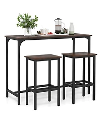 Gouun Industrial 3-Piece Counter-Height Bar Table Set with 2 Stools