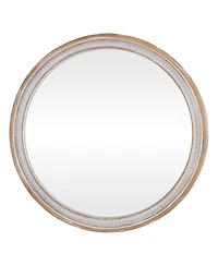 Busdays 30 Inch Round Farmhouse Wall Mirror Rustic Boho Circle Decorative Mirror for Bathroom Vanity Living Room Entryway Wall Mounted