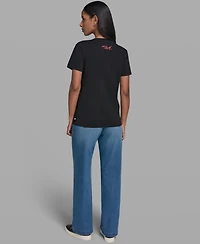 Karl Lagerfeld Paris Women's Logo Motif Crewneck T-Shirt