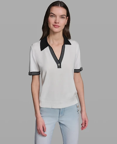 Karl Lagerfeld Paris Women's Johnny Collar Sweater