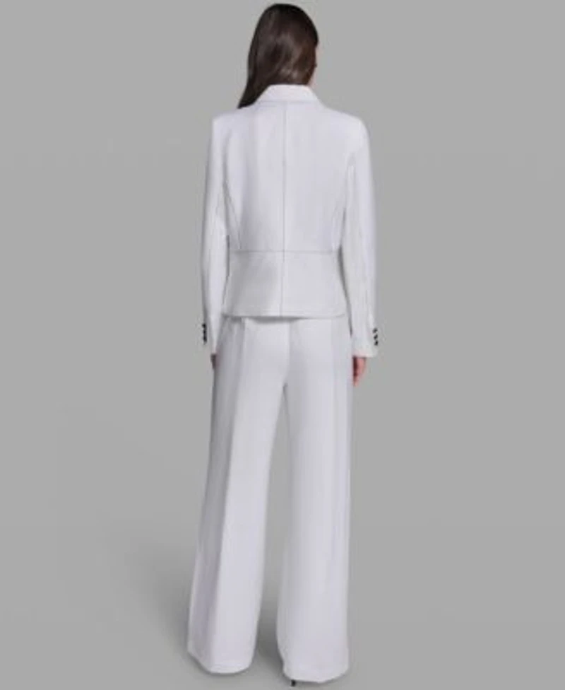 Karl Lagerfeld Paris Womens Pocket Detail Collared Jacket Wide Leg Sailor Pants