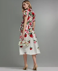 Karl Lagerfeld Paris Women's Printed Collared Shirt Dress