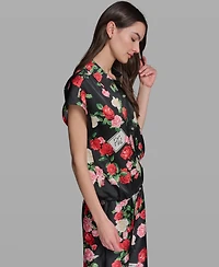 Karl Lagerfeld Paris Women's Printed Short-Sleeve Top