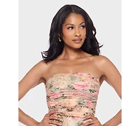 Alex & Sophia Juniors' Strapless Printed Dress