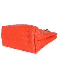 Pre-Owned Bottega Veneta Orange Nappa Intrecciato Small Andiamo With Chain