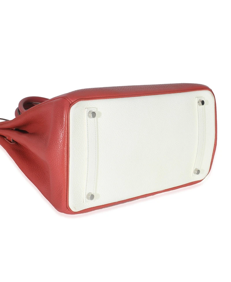 Pre-Owned HERMES Sanguine White Clemence Verso Birkin 35 Phw