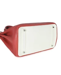 Pre-Owned HERMES Sanguine White Clemence Verso Birkin 35 Phw