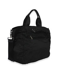 Pre-Owned Prada Black Tessuto Saffiano Leather Large Weekender Tote