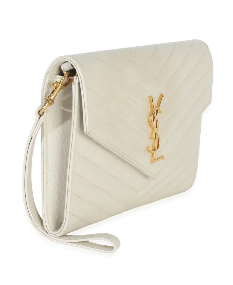 Pre-Owned Saint Laurent Creama Soft Grain De Poudre Triquilt Monogram Clutch