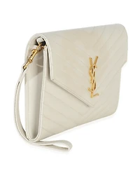 Pre-Owned Saint Laurent Creama Soft Grain De Poudre Triquilt Monogram Clutch