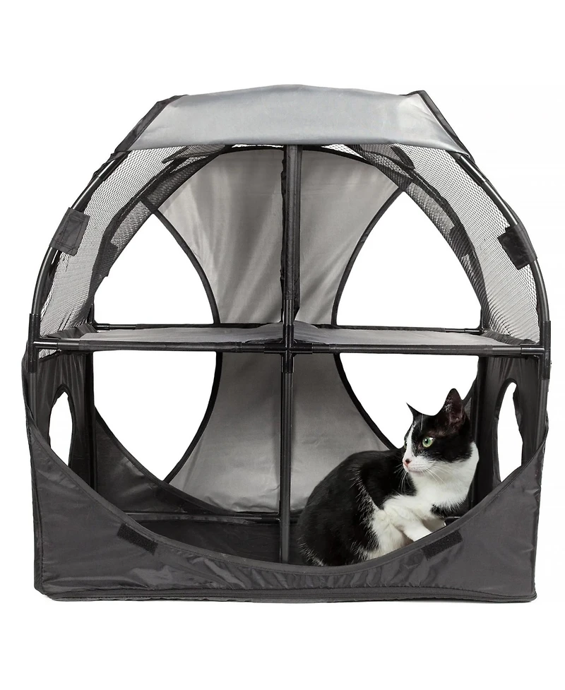 Zeus & Ruta Collapsible Cat Playpen Folding Soft Pet Obstacle Course Indoor Outdoor Travel Kitten House Bed