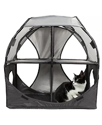 Zeus & Ruta Collapsible Cat Playpen Folding Soft Pet Obstacle Course Indoor Outdoor Travel Kitten House Bed