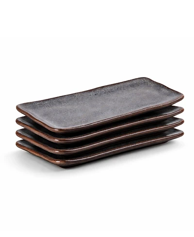 Porto Brasil 8.6" Stoneware Rectangular Platters, Set of 4