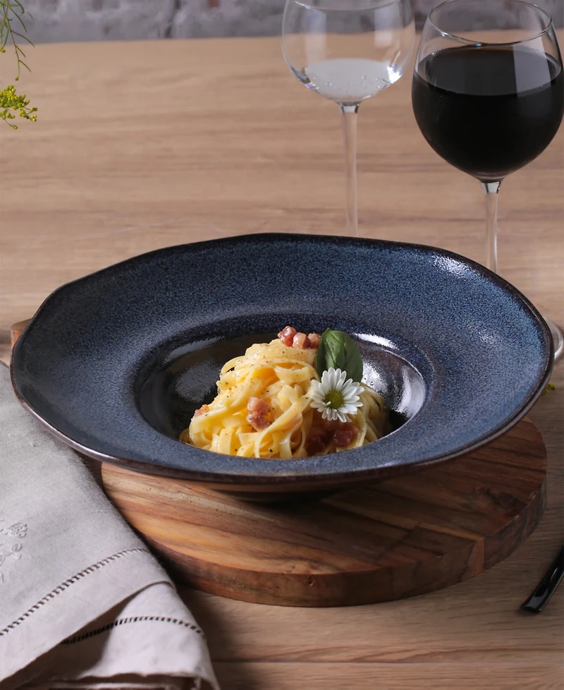 Porto Brasil 11.02" Stoneware Deep Rim Plates, Set of 4