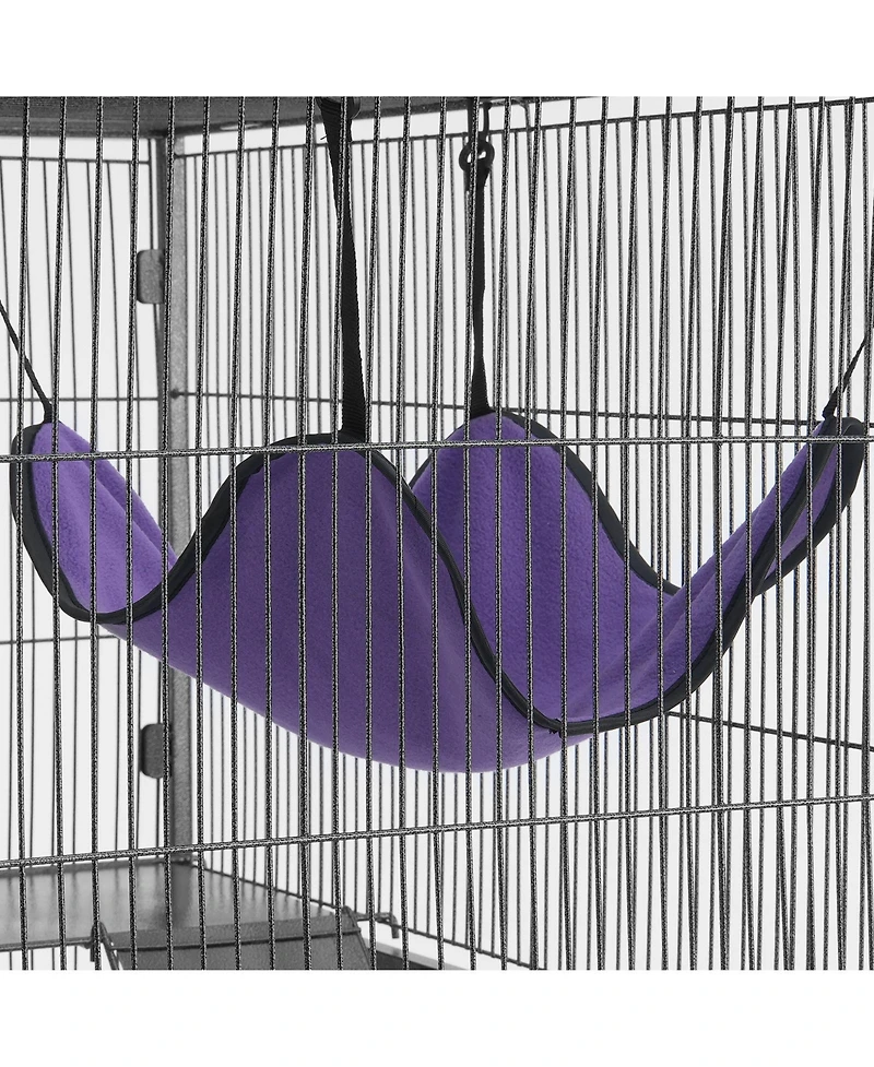 Zeus & Ruta 69 in. 4-Tier Metal Cat Enclosure with Rolling Base, Removable Tray, and 3 Ramps