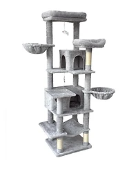 Zeus & Ruta 68 in Cat Tree with Hammock Basket Cave Scratching Post Plush Cushion Tower