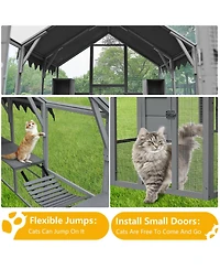 Zeus & Ruta Large Outdoor Cat House 110" Playpen with Platforms and Upgrade Waterproof Cover for Kittens