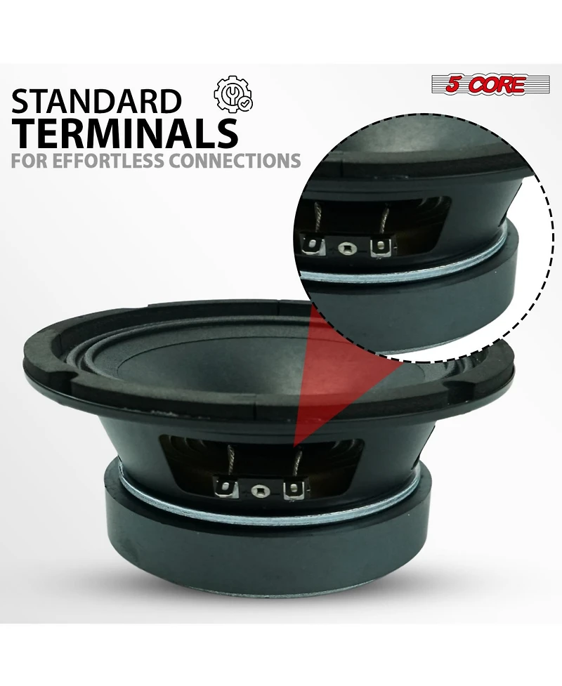 5 Core 6.5" Mid-Range Replacement 2Pc Pro Audio Car Speaker 360W 4 Ohms 60W Aluminum Super Tweeters