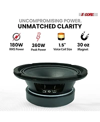 5 Core 6.5" Mid-Range Replacement 2Pc Pro Audio Pa Dj Car Speaker 360W 8 Ohms 60W Super Tweeters