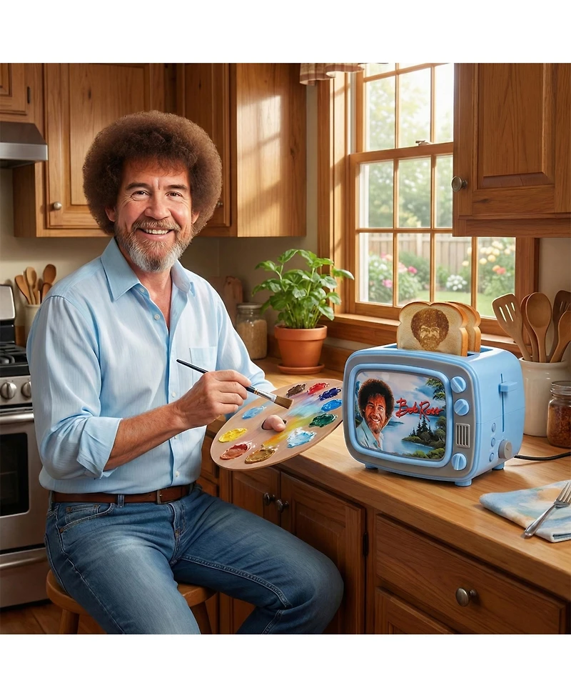 Uncanny Brands Bob Ross Retro Tv Toaster with Light Up Frame