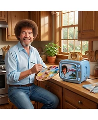 Uncanny Brands Bob Ross Retro Tv Toaster with Light Up Frame