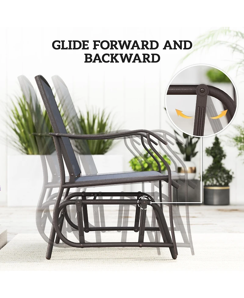 Outsunny Set of 3 Rocking Glider Chair w/ Table Mesh Patio Outdoor Furniture,