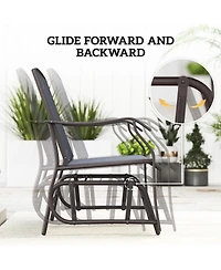 Outsunny Set of 3 Rocking Glider Chair w/ Table Mesh Patio Outdoor Furniture,