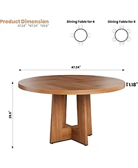 gaomon 47'' Round Dining Table for 4 to 6 People, Space Saving Pedestal Base Table for Kitchen, Breakfast Nook and Small Dining Room