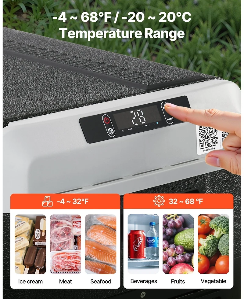 Mecale 63.4QT/60L 12 Volt Car Refrigerator, Portable Electric Cooler with Wheels and Handle, -468, 12/24V Dc and 100-240V Ac