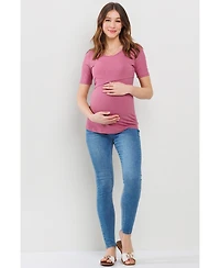 Hello Miz Maternity Short Sleeve Ribbed Crossover Nursing T-Shirt
