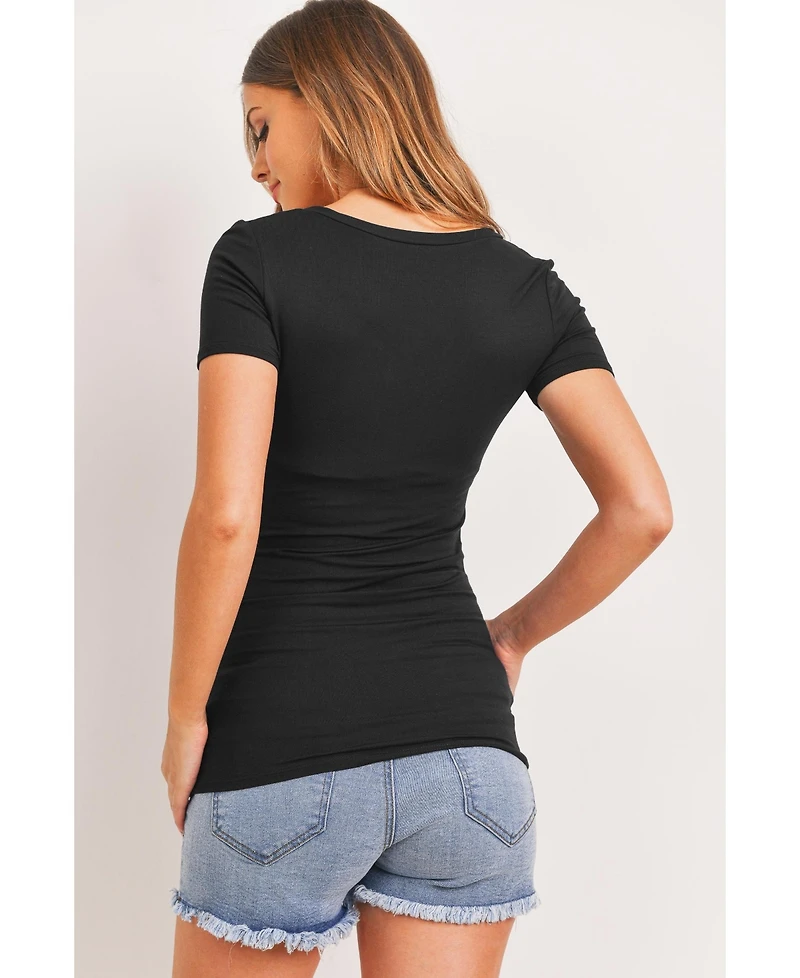 Hello Miz Maternity Fitted V-Neck Side Ruched Top