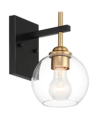 360 Lighting Duka Modern Wall Sconce Gold and Black Hardwire 6" Fixture Clear Glass for Bedroom Bathroom Vanity Living Room Home