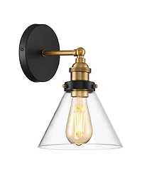 360 Lighting Burke Industrial Wall Light Sconces Set of 2, Hardwire Fixture Clear Glass for Bathroom Hallway