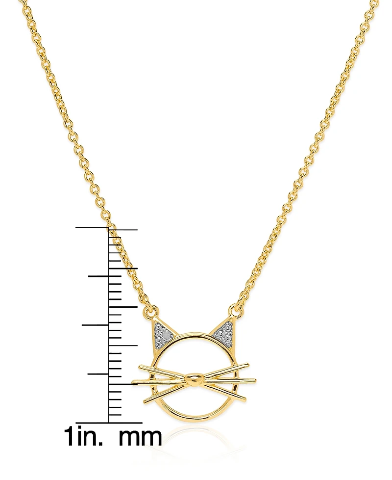 Macy's Diamond Accent 0.005 ct. t. w. Cat Face Pendant, 18'' Necklace