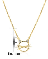 Macy's Diamond Accent 0.005 ct. t. w. Cat Face Pendant, 18'' Necklace