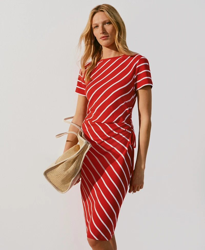Tommy Hilfiger Women's Striped Boat Neck T-Shirt Dress