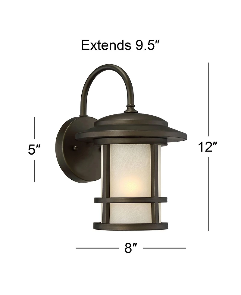 John Timberland Cressona Rustic Mission Outdoor Wall Light Fixtures Set of 2 Oil Rubbed Etched Amber Glass for Post Exterior