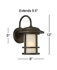 John Timberland Cressona Rustic Mission Outdoor Wall Light Fixtures Set of 2 Oil Rubbed Etched Amber Glass for Post Exterior