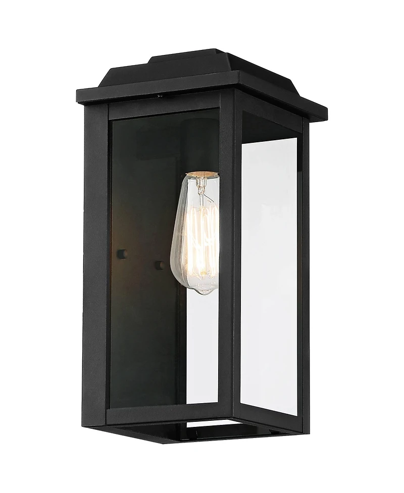 John Timberland Eastcrest Modern Outdoor Wall Light Fixtures Set of 2 Textured Black Metal 14" Clear Glass for Post Exterior Barn Deck House