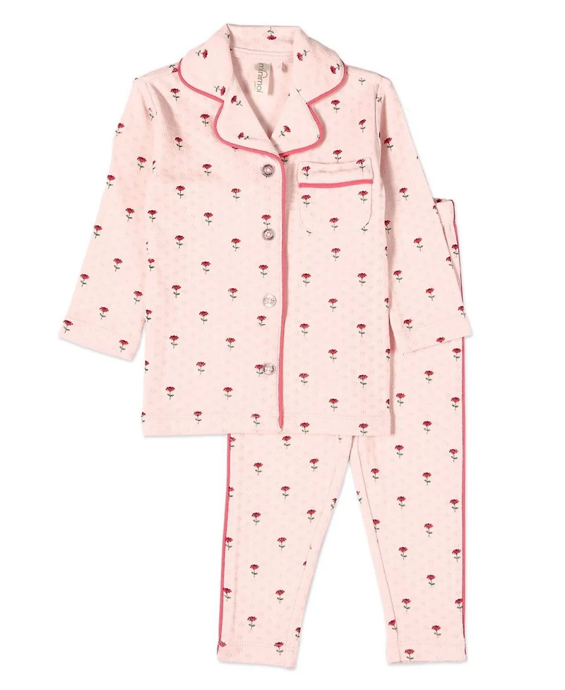 MeMoi Little Girls 2 Piece "Plant Your Dreams & Grow Happy" Pointelle Lounge Set